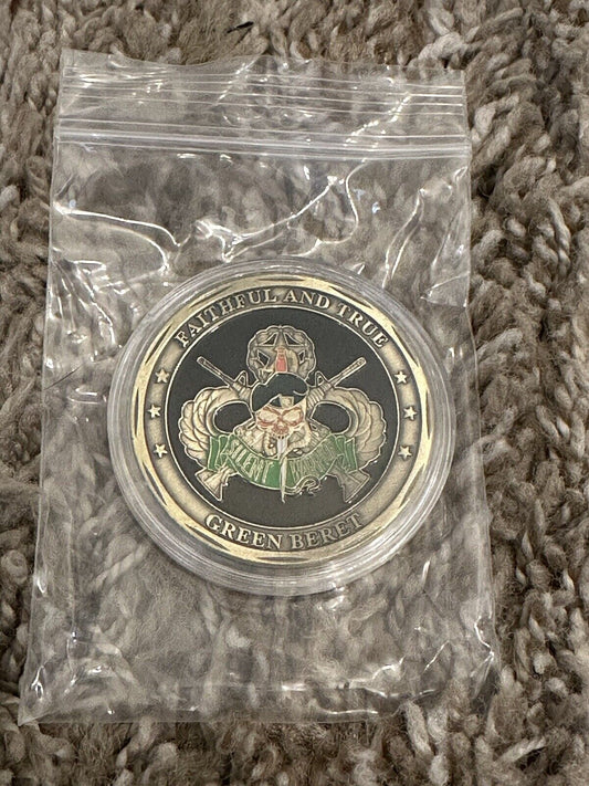 Army Special Forces Faithful and True Green Beret Coin
