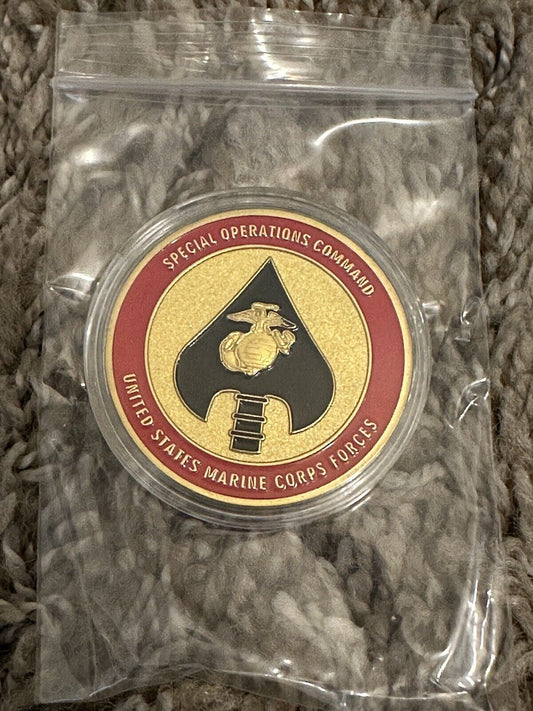 US Marine Corps Special Operations Command MARSOC USSOCOM gold Challenge Coin