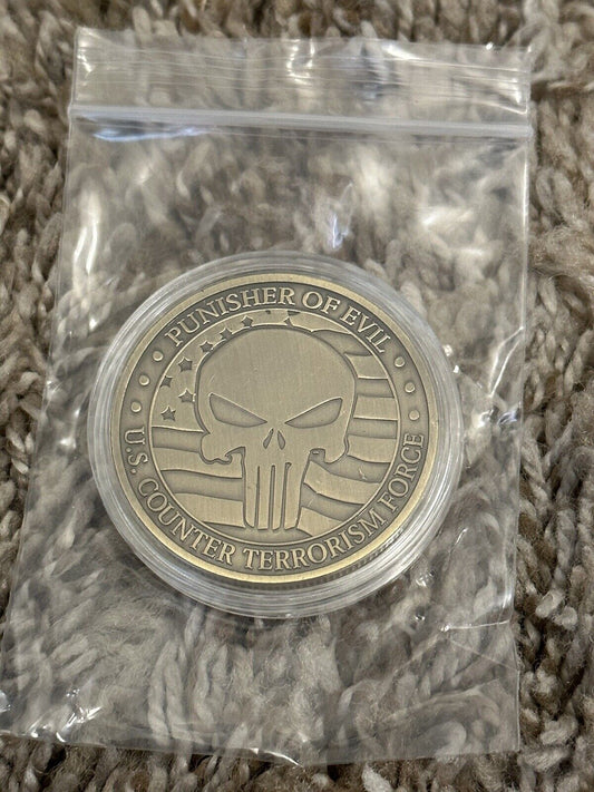 U.S Counter Terrorism Force Souvenir Silver Plated Coin Skull Punisher Of Evil